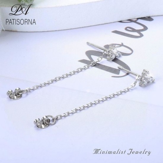Bar Drop Chain Stud Earrings Butterfly Heart Moon Flower CZ Lightning Chain Earring Threader Dangle Earrings For Women Bar Drop Chain Stud Earrings Butterfly Heart Moon Flower CZ Lightning Chain Earring Threader Dangle Earrings For Women